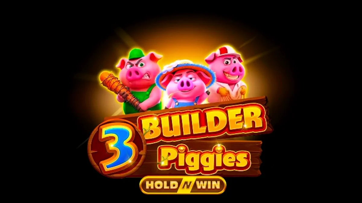 Tampilan visual slot 3 Builder Piggies dengan karakter babi dan rumah-rumah ikonik
